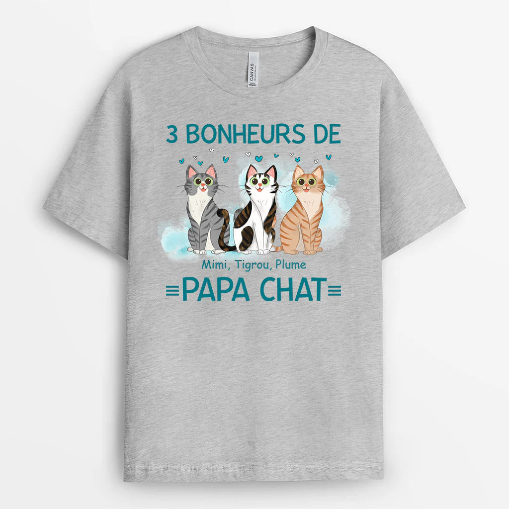 T Shirt Personnalisé Chat - Bonheurs de Papa Chat