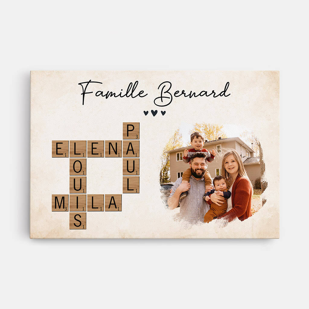 Tableau Avec Les Prénoms De La Famille Et Photo Personnalisé