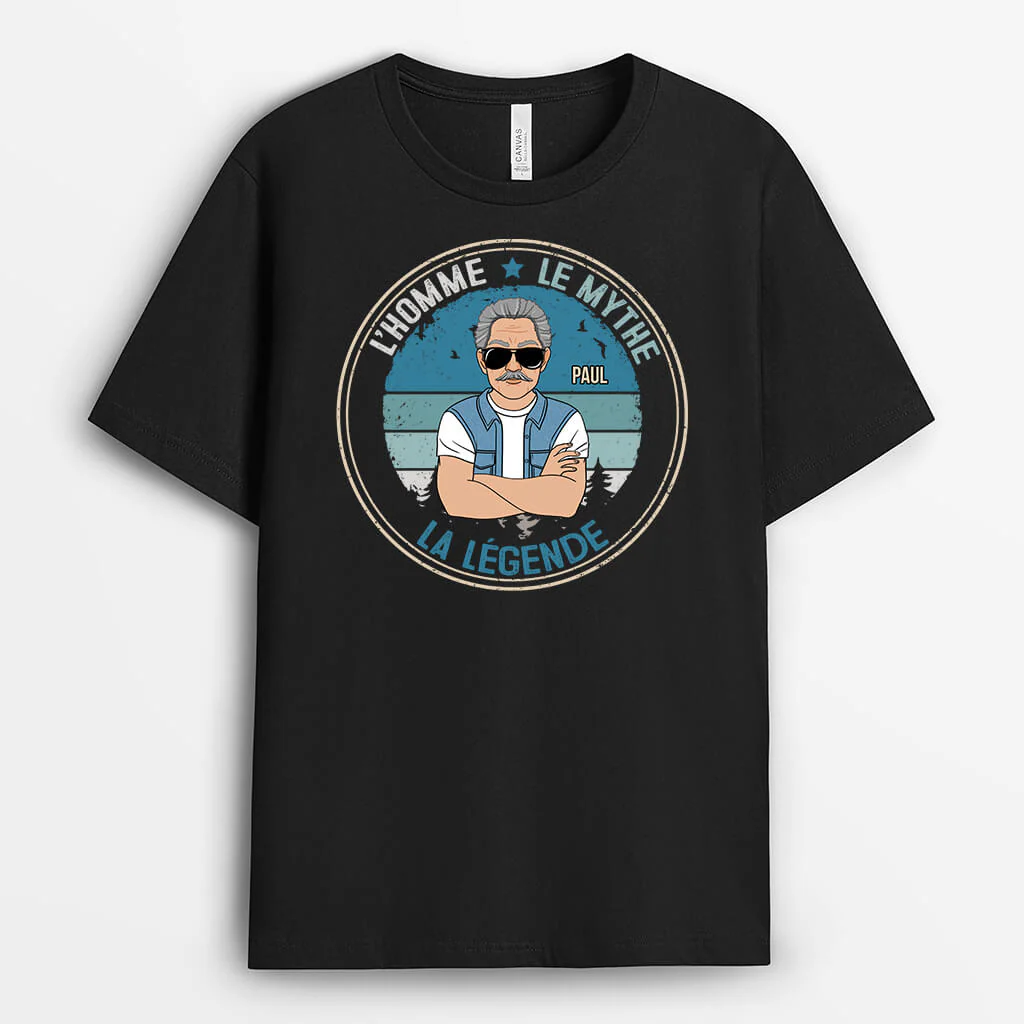 L'Homme Le Mythe La Légende | T Shirt Personnalisé Pour Homme En Couleur Bleu