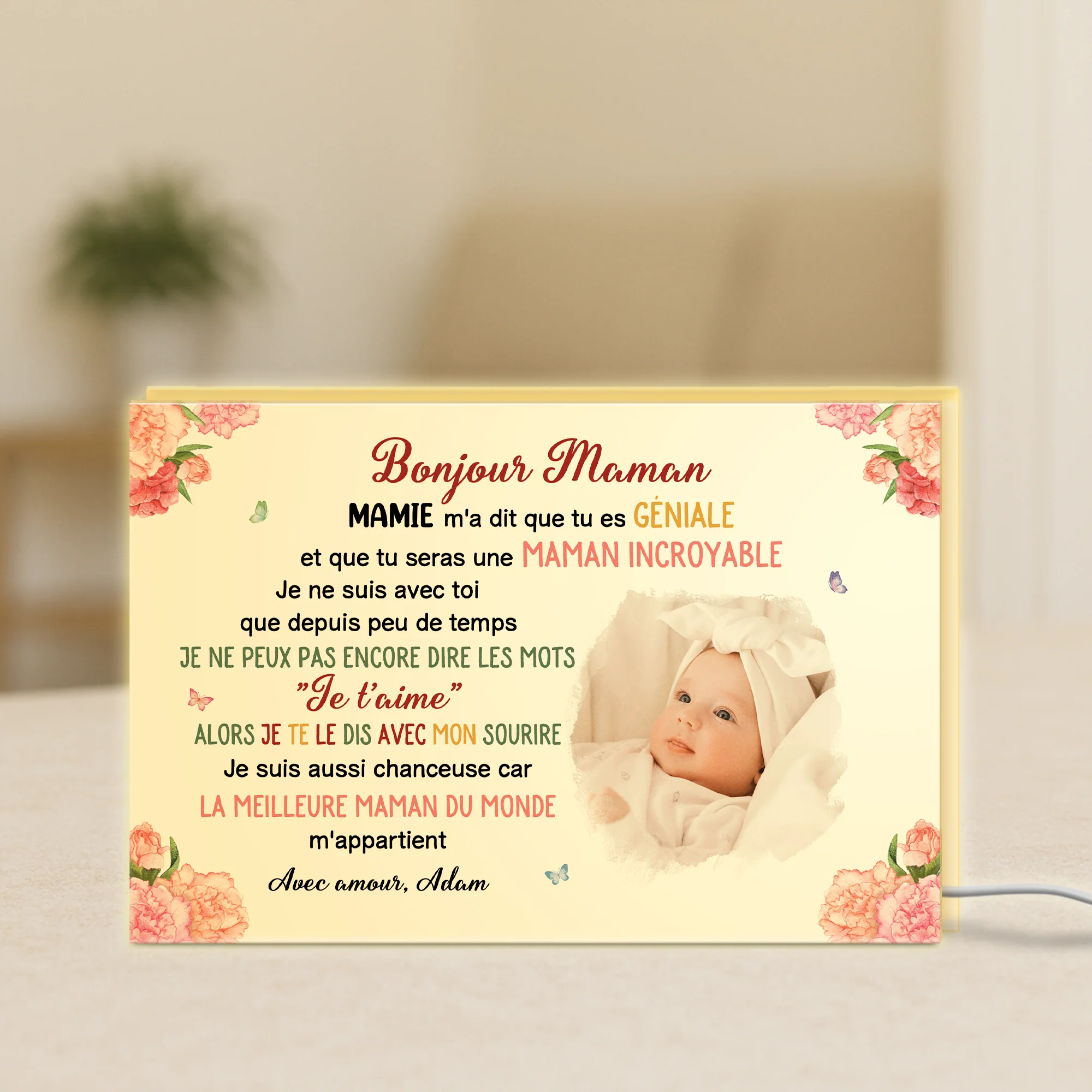 Lightbox Personnalisable Avec Photo - Chère Maman