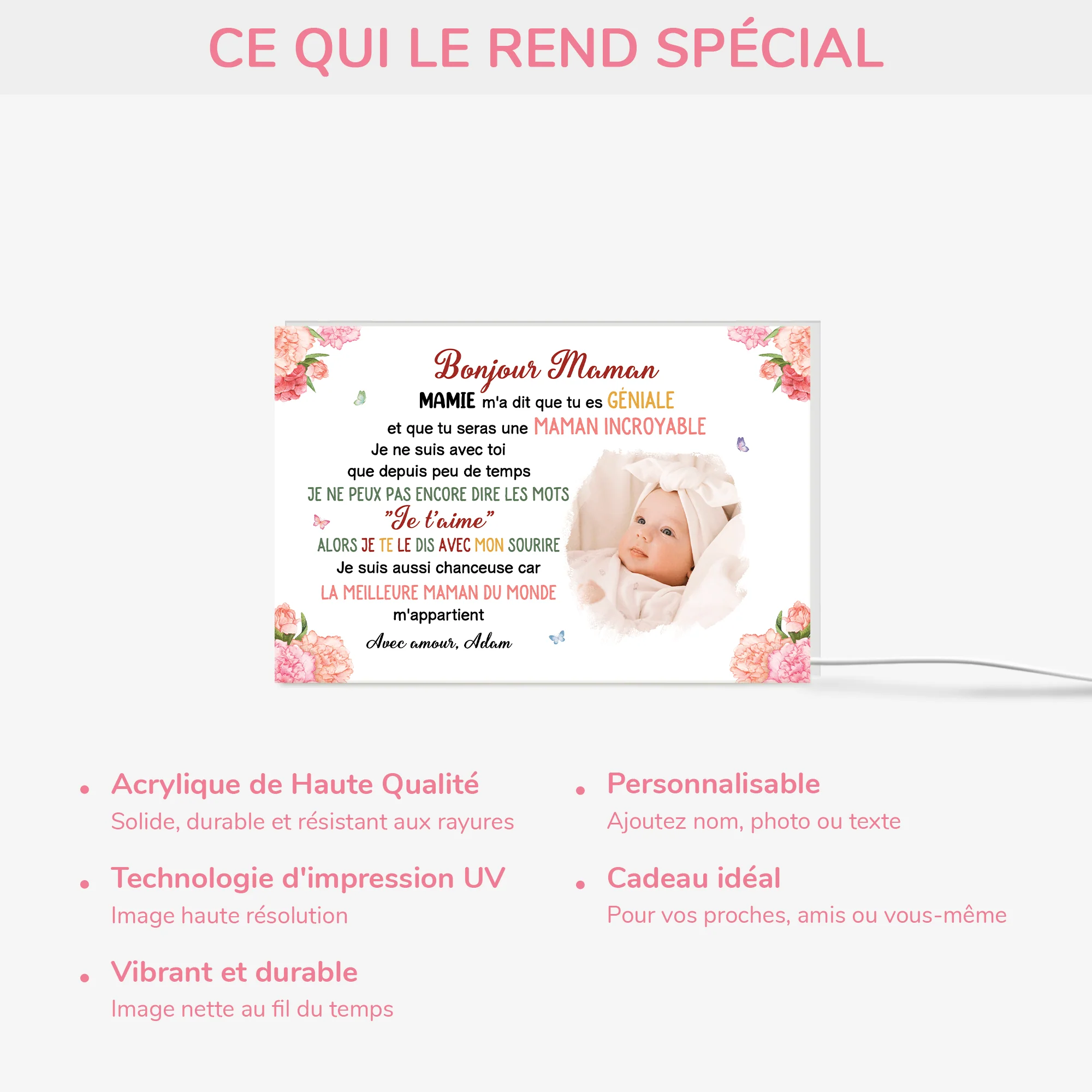 Lightbox Personnalisable Avec Photo - Chère Maman - Image 4