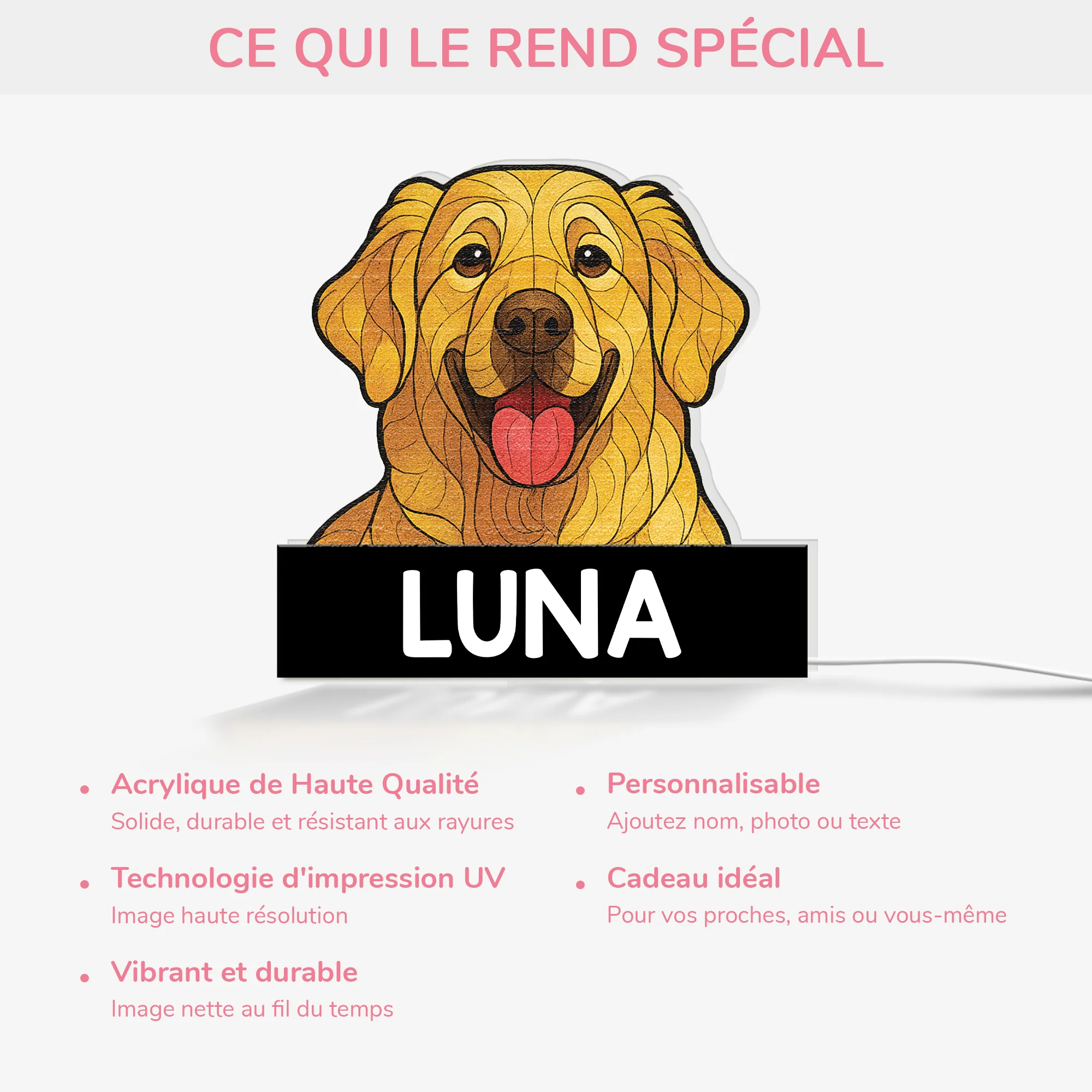 Lightbox Personnalisable Chien - Style Vitrail - Image 4