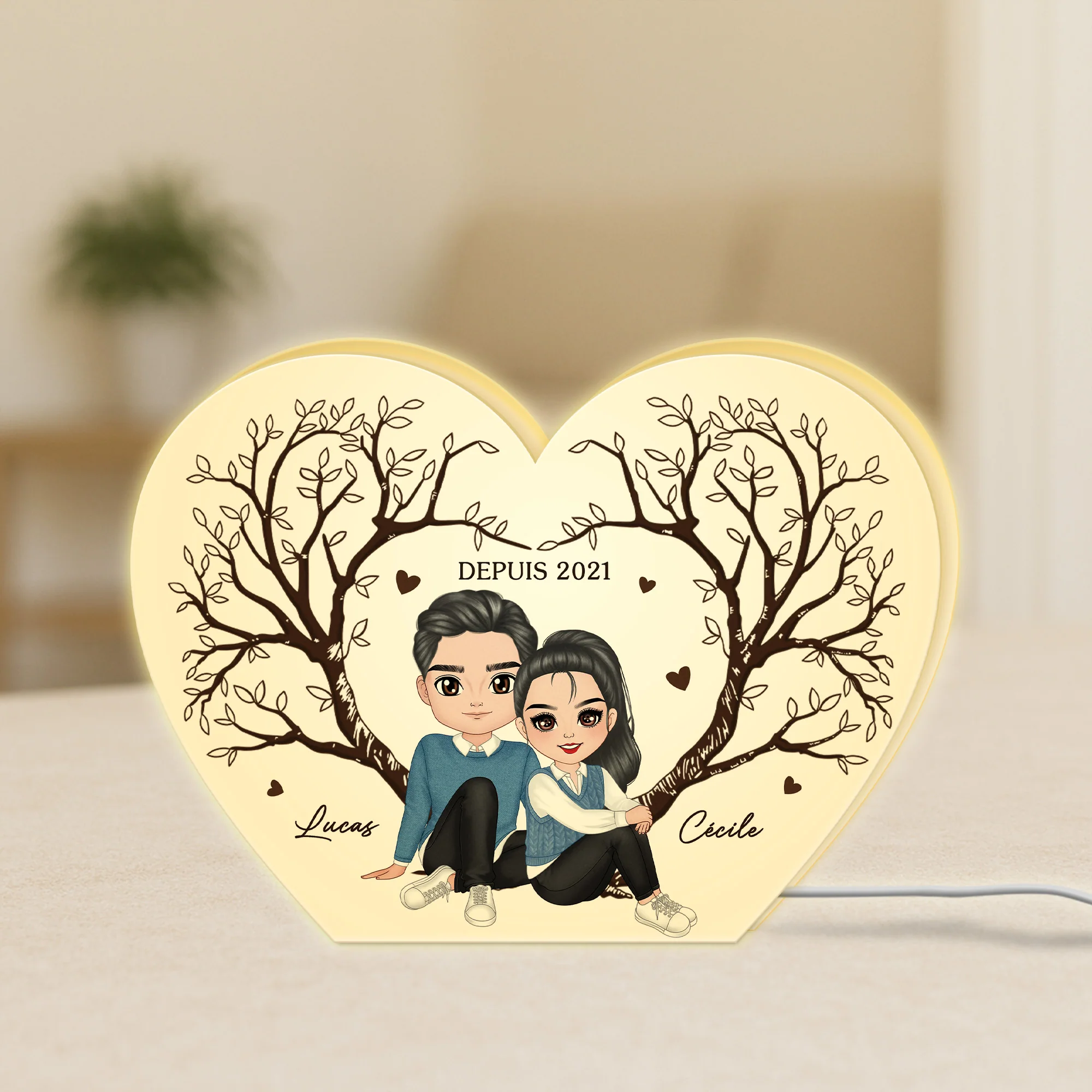 Lightbox Personnalisable - Couple Ensemble Depuis