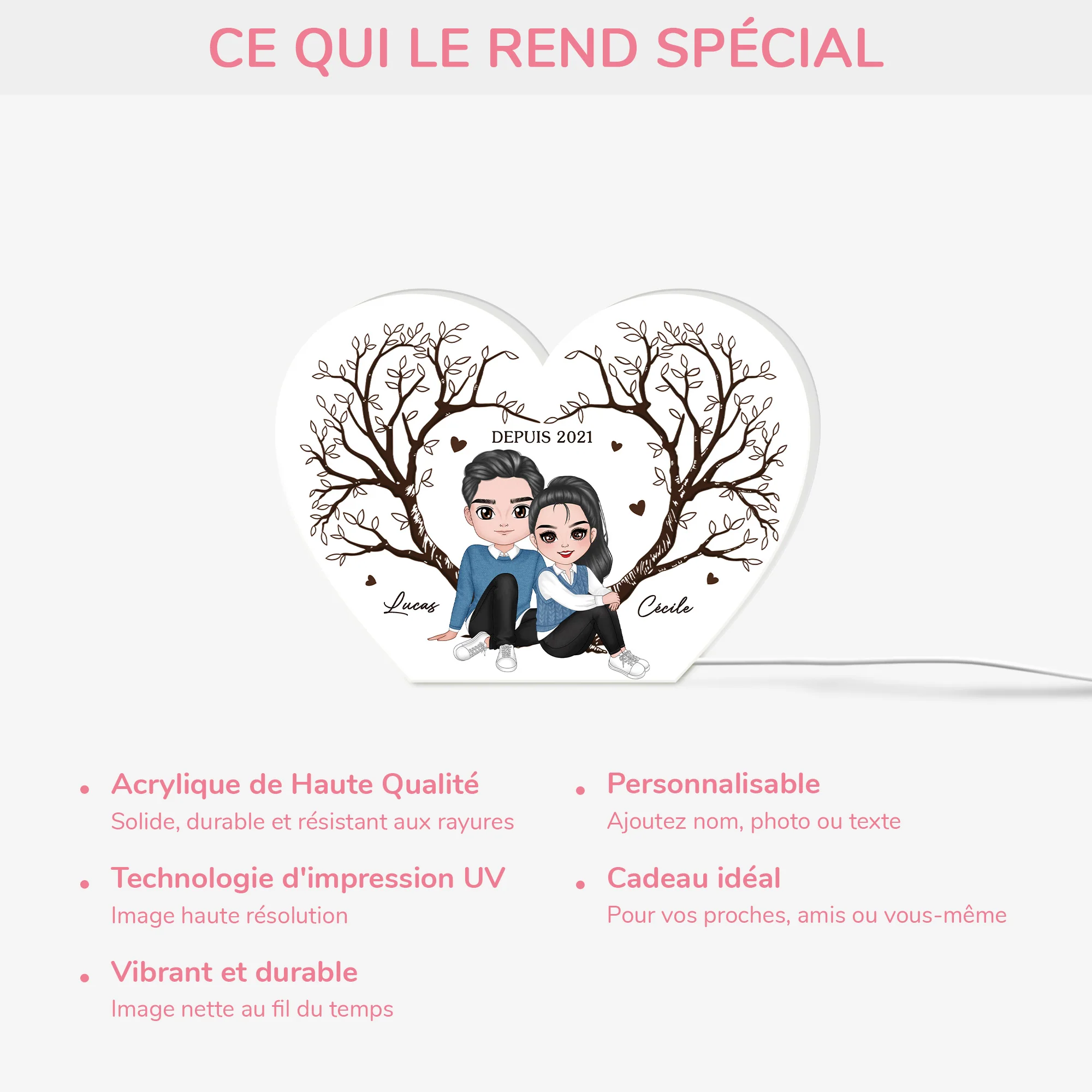 Lightbox Personnalisable - Couple Ensemble Depuis - Image 4