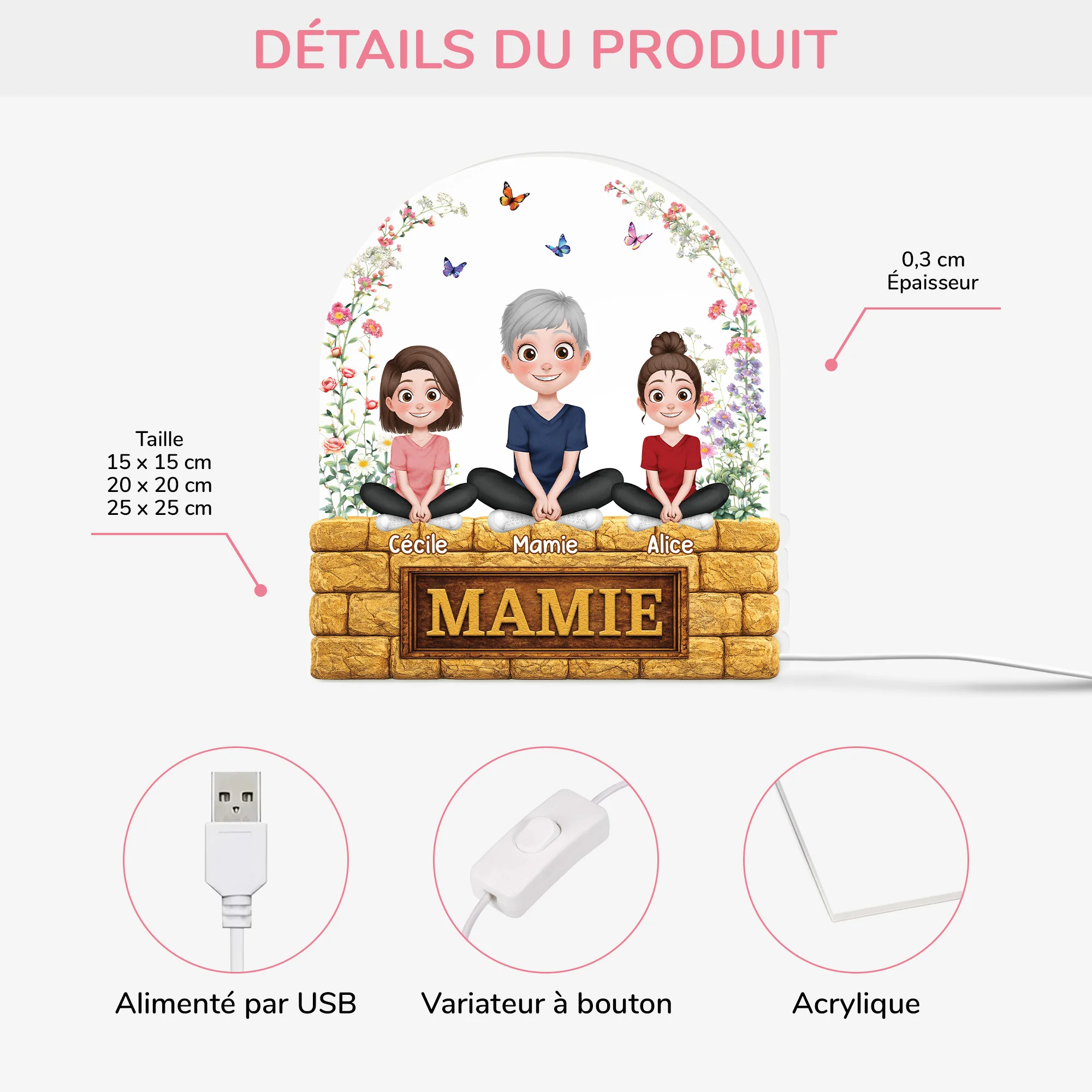 Lightbox Personnalisable - Maman Mamie Est Mon Monde - Image 2