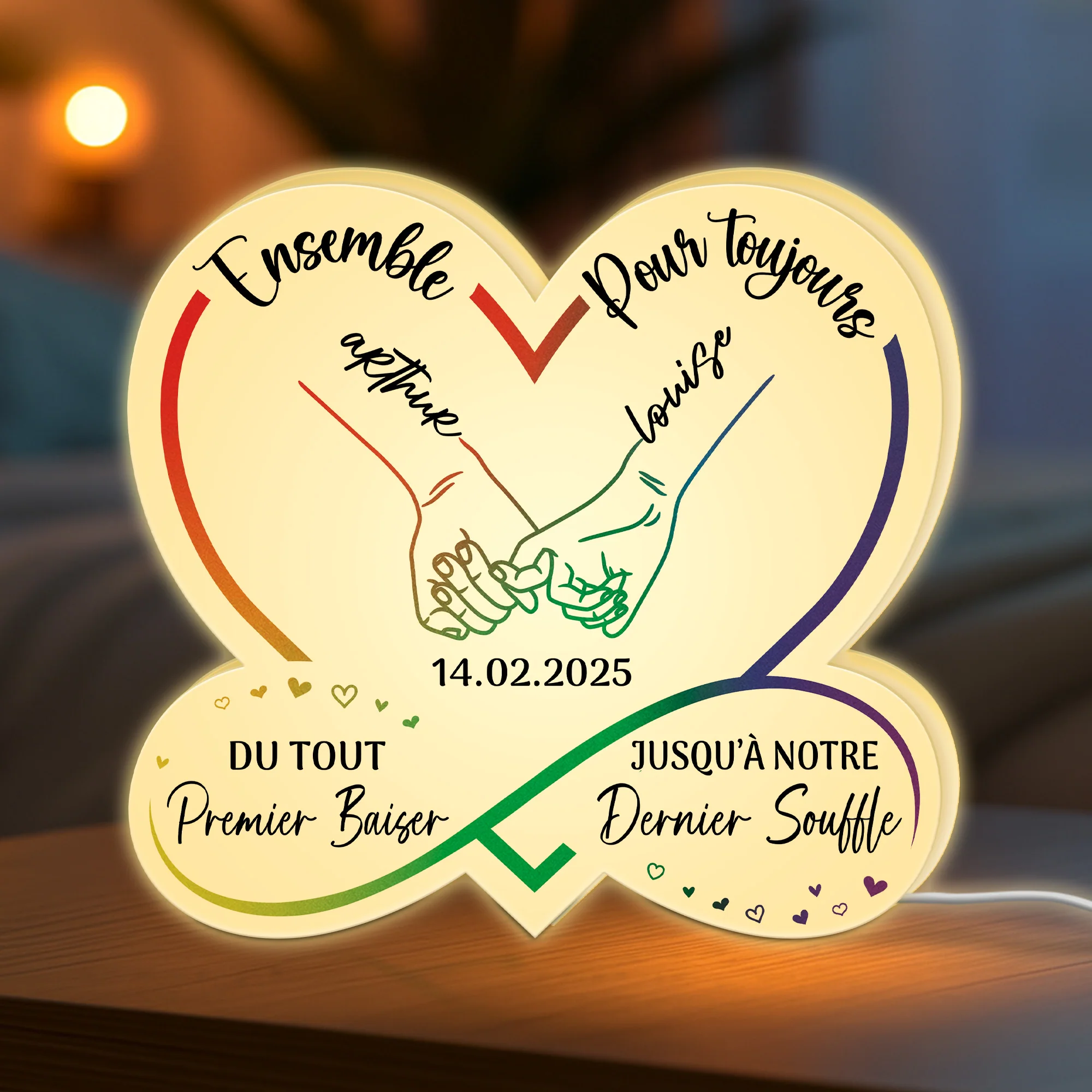 Lightbox Personnalisable Pour Couple - Ensemble Pour Toujours - Version Mains - Image 2