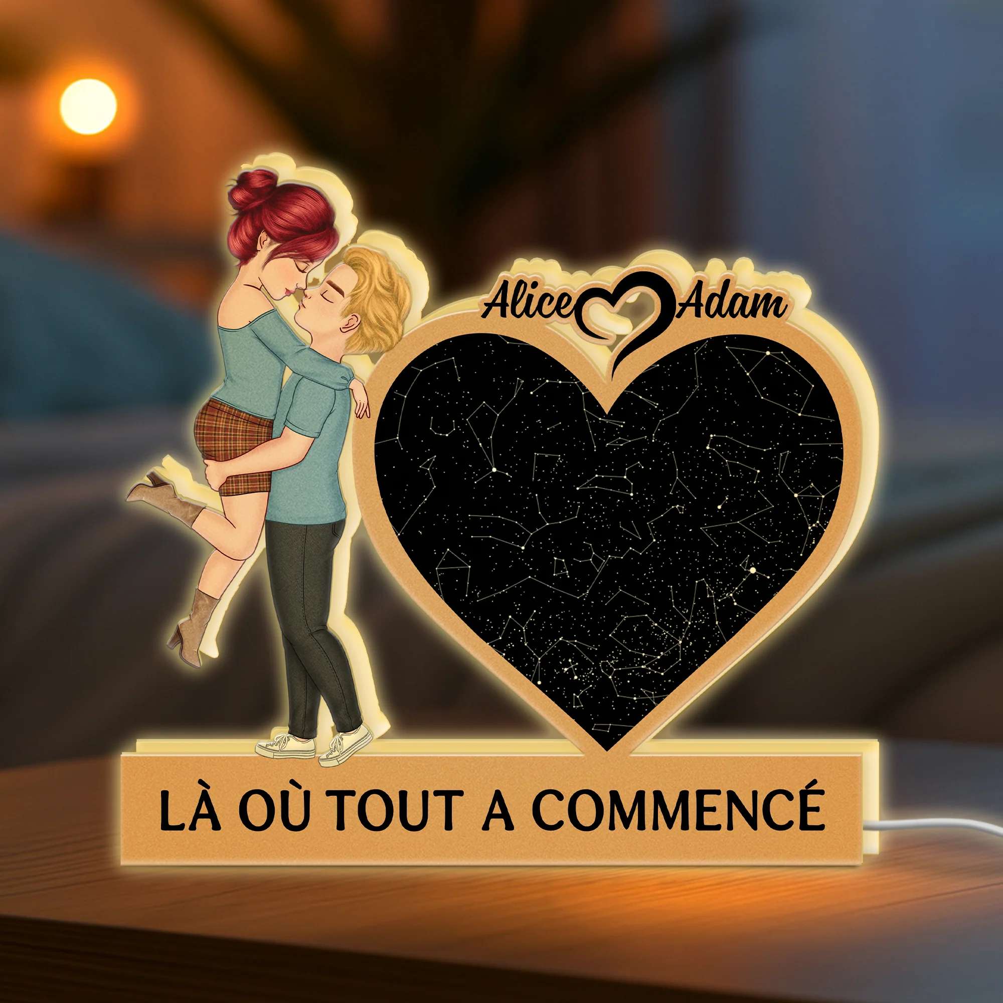 Lightbox Personnalisable Pour Couple - Là Où Tout A Commencé - Image 2
