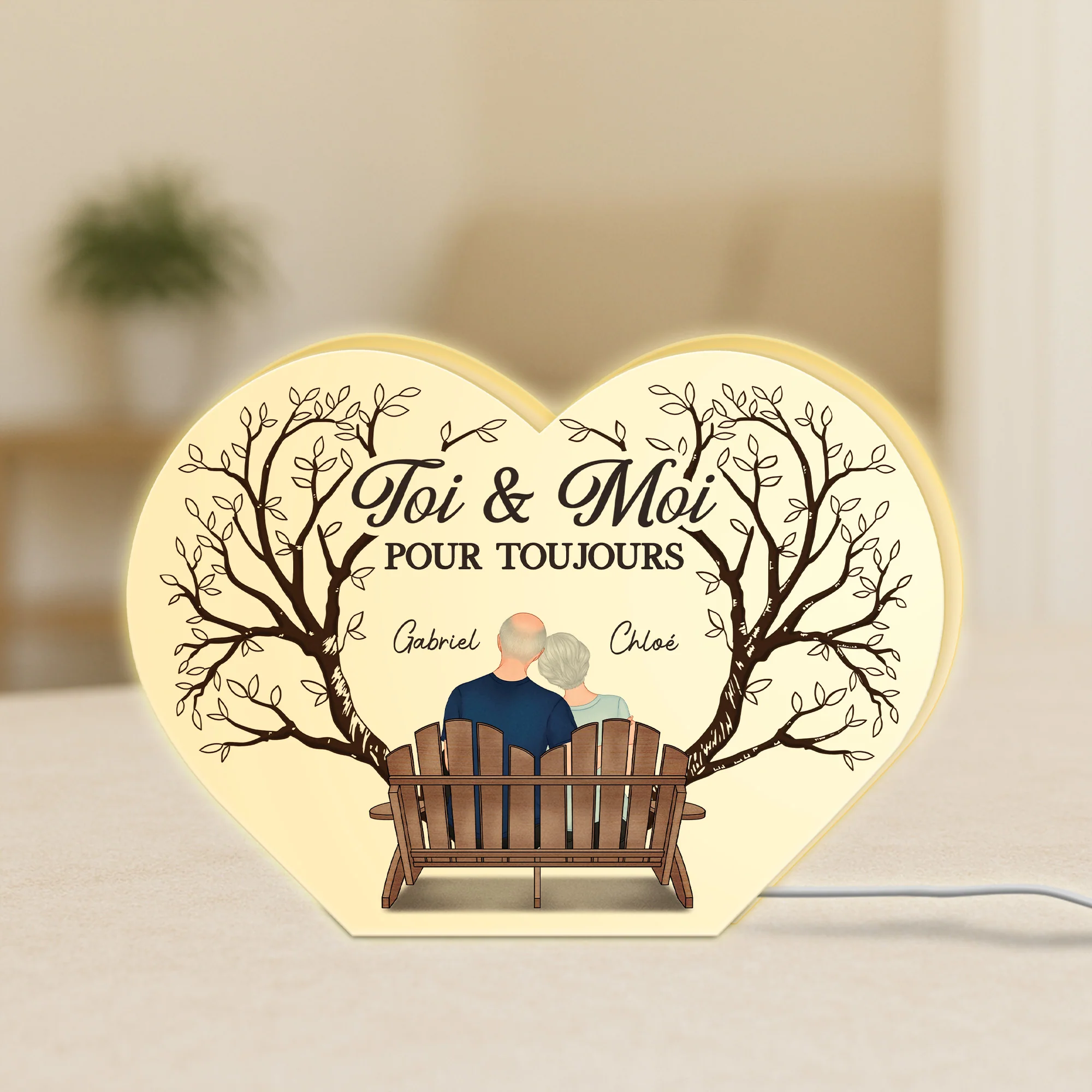 Lightbox Personnalisable Pour Couple - Toi Et Moi - Version Arbre