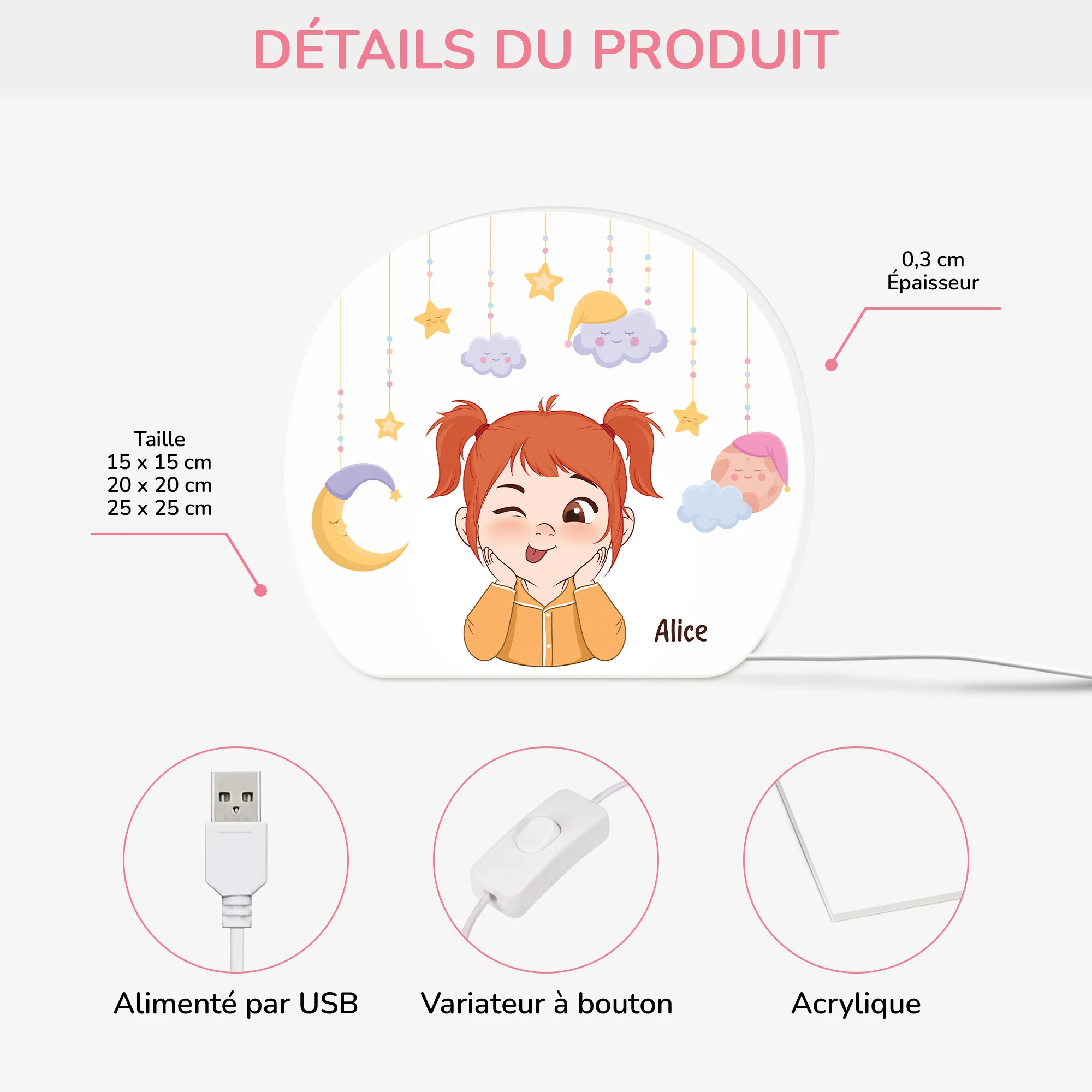 Lightbox Personnalisable Pour Enfant - Nuit Féérique - Image 3