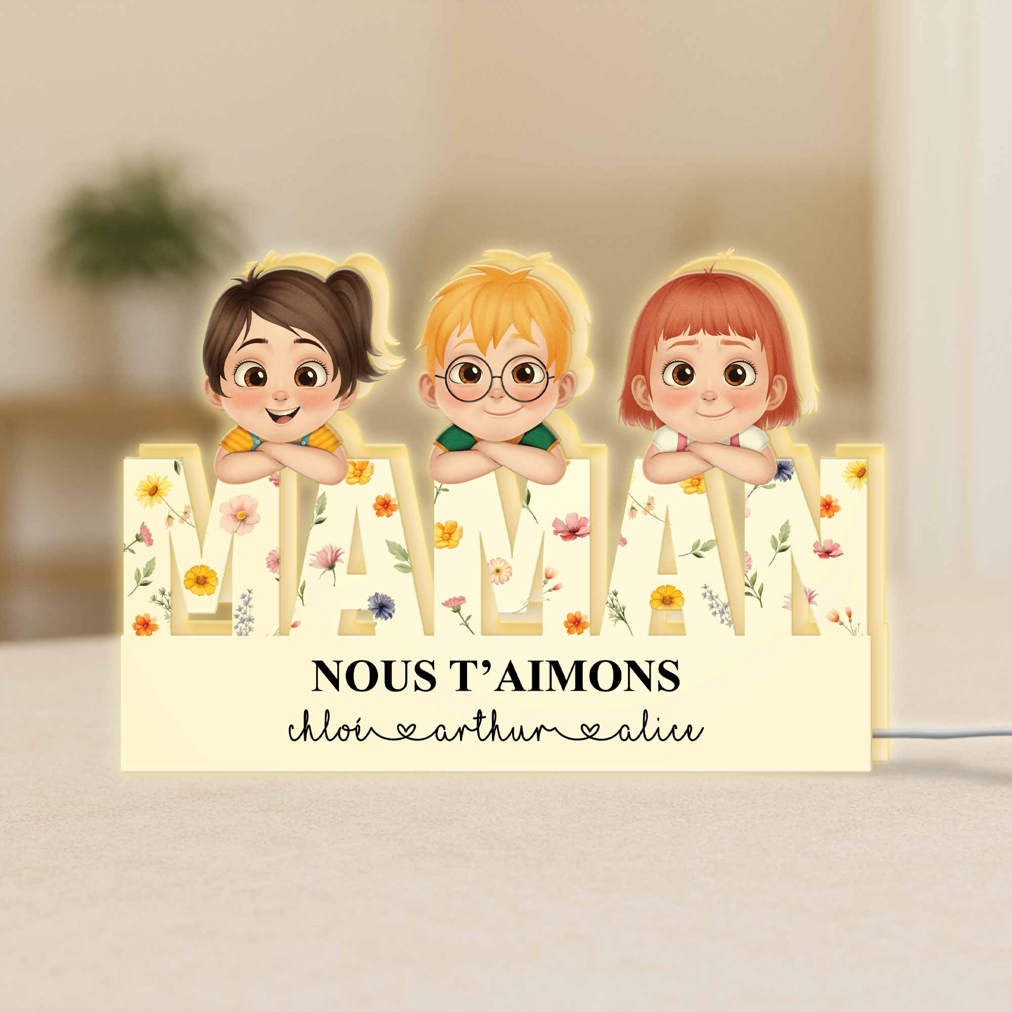 Lightbox Personnalisable Pour Maman - Nous T'Aimons
