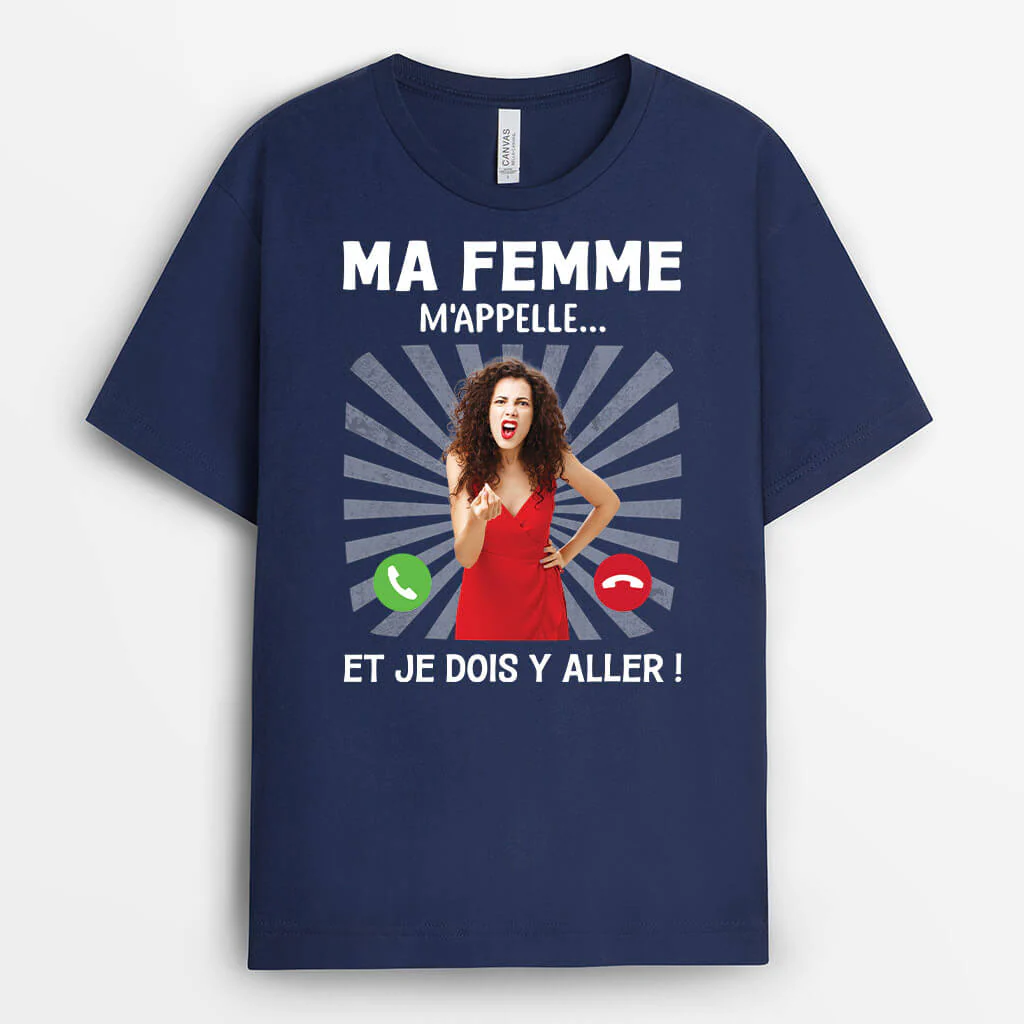 Tee shirt personnalisé couple avec photo – Ma femme m’appelle - Image 2
