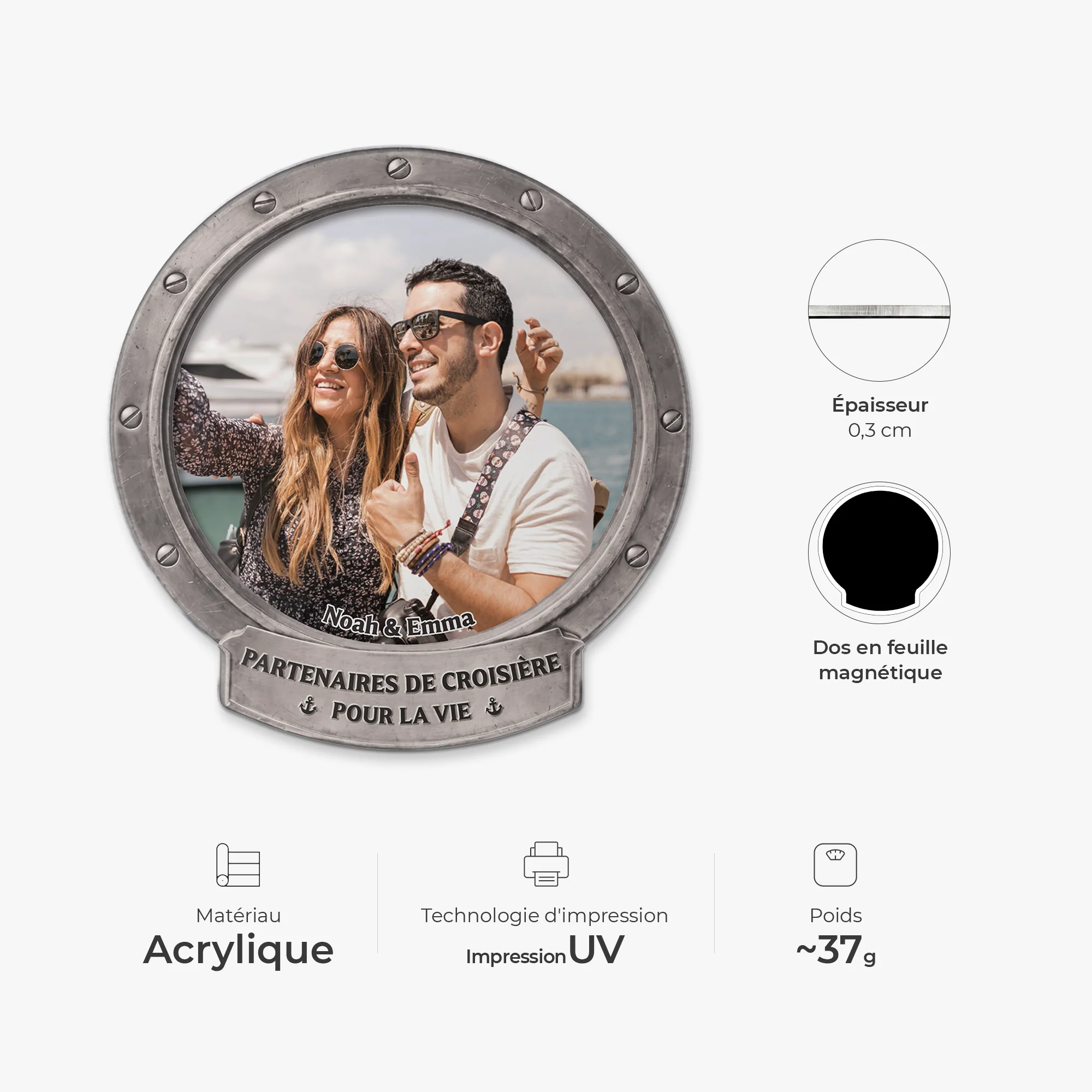 Magnet Avec Photo Personnalisé Pour Couple - Partenaires De Croisière À Vie - Image 4