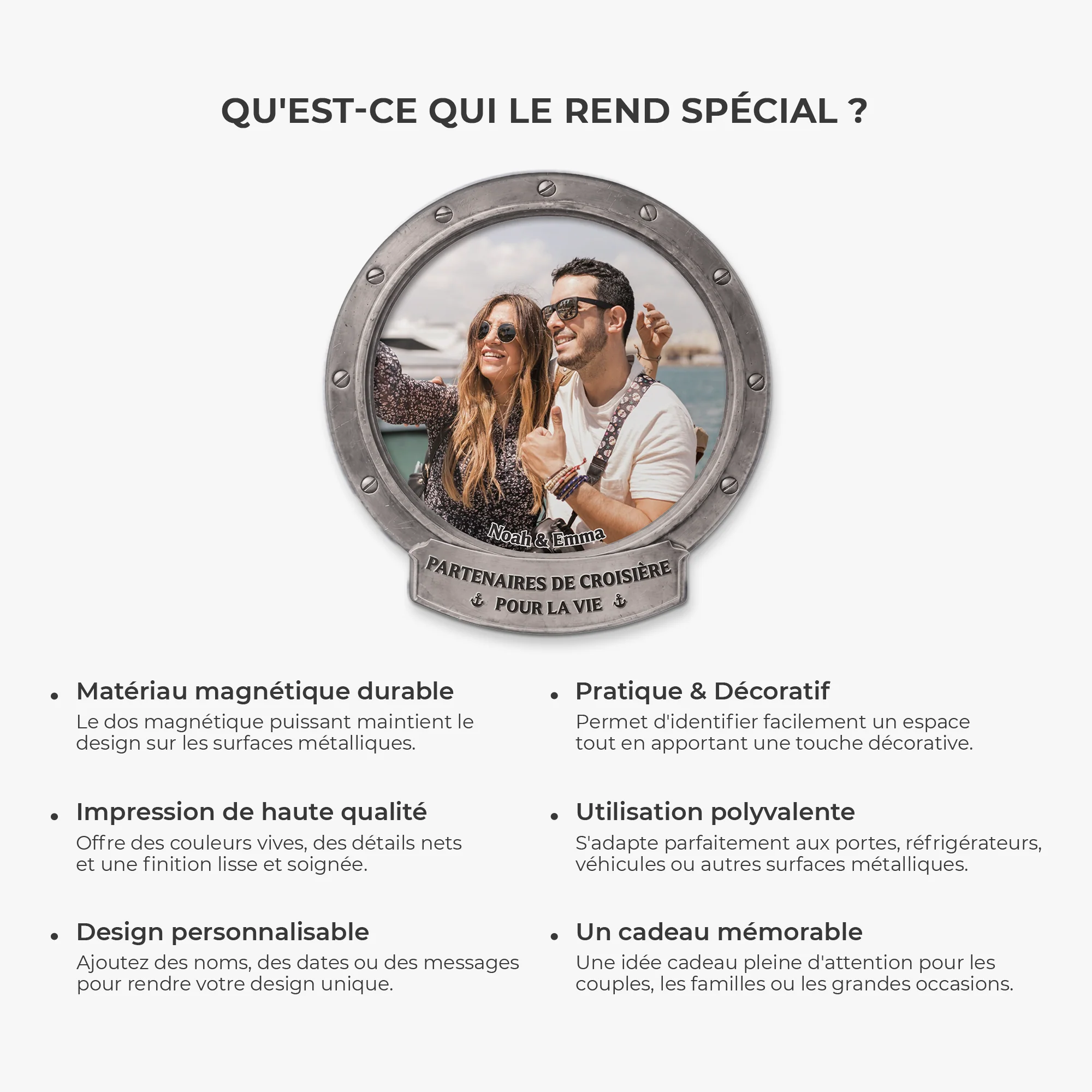 Magnet Avec Photo Personnalisé Pour Couple - Partenaires De Croisière À Vie - Image 6