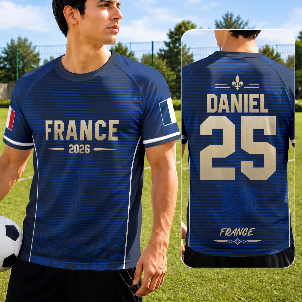 Maillot De Football Personnalisé Avec Nation - Cadeau Original Avec Prénom - Image 2