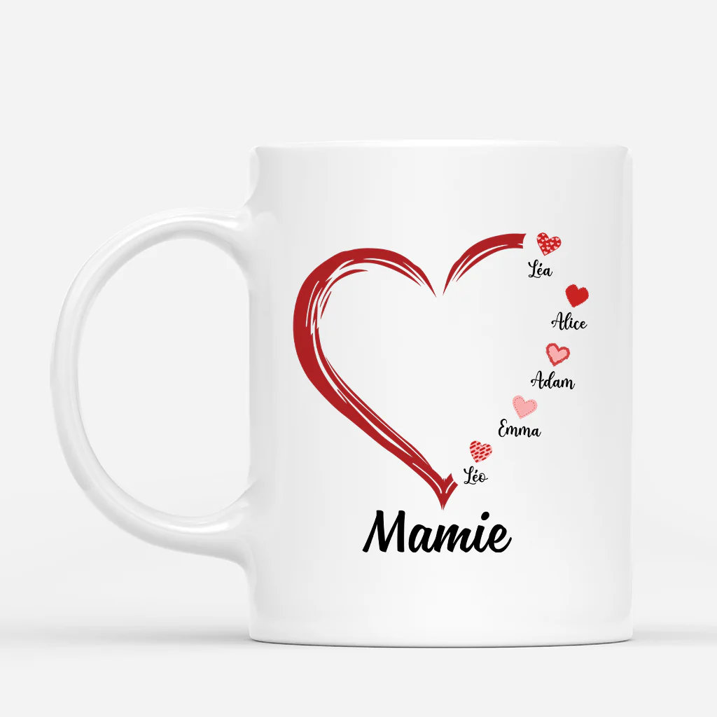 Mug Mamie Personnalisé avec Cœurs