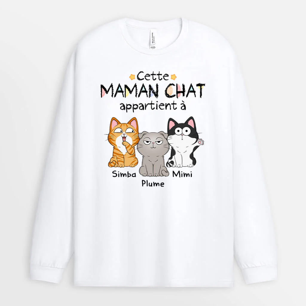 Manches Longues Cette Maman/Ce Papa Chat Appartient À Personnalisé
