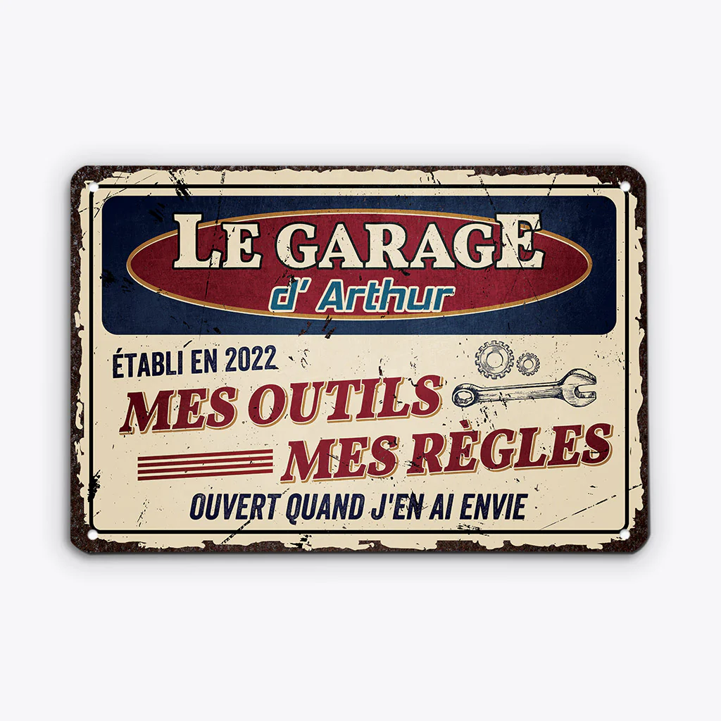 Plaque métal personnalisée et simple – Mes outils, mes règles - Image 2