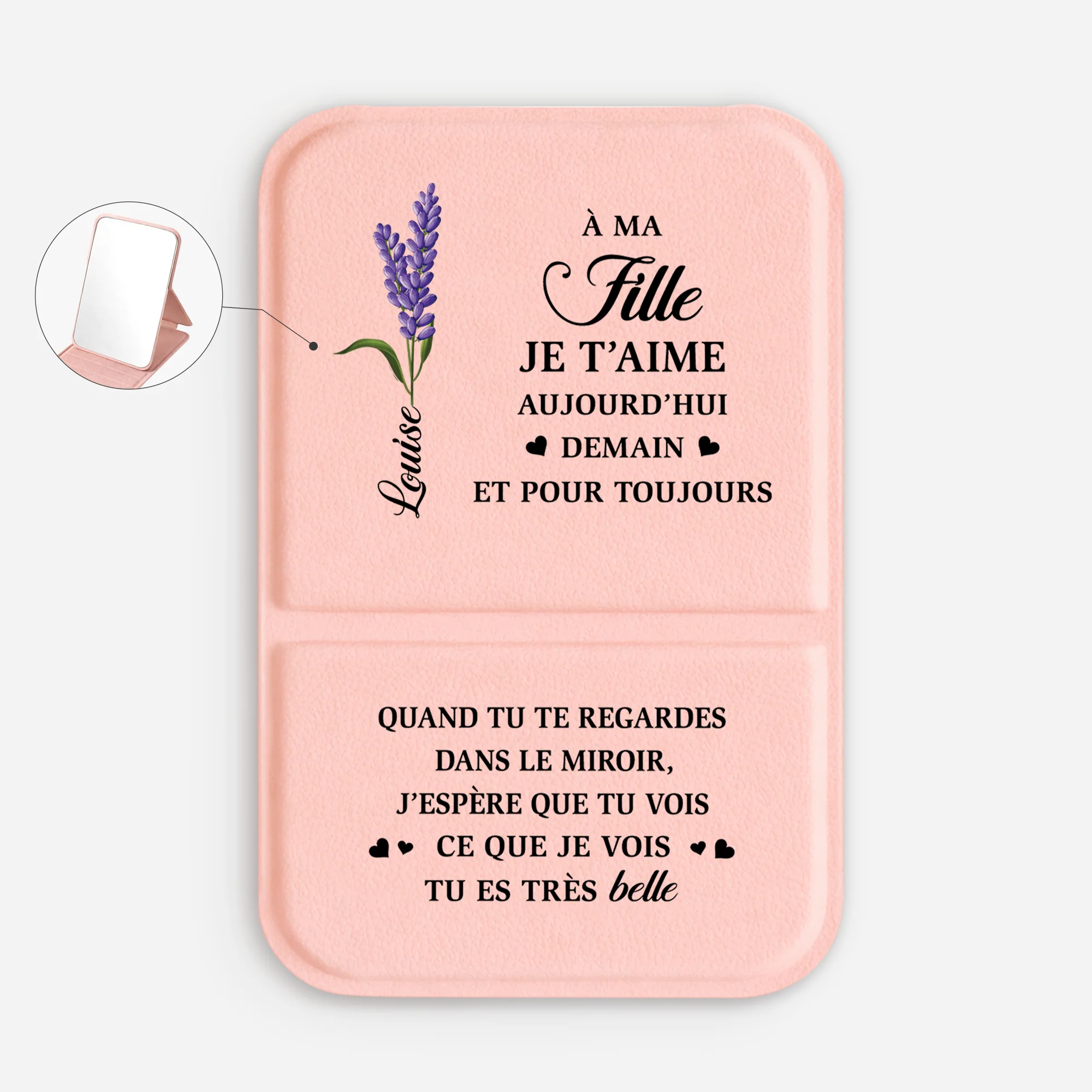 Miroir De Poche Personnalisé Prénom Pour Femme - Cadeau Pour Sa Fille