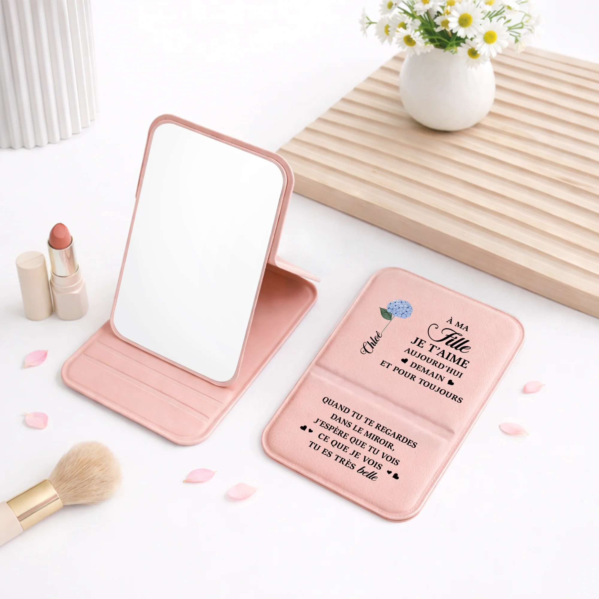 Miroir De Poche Personnalisé Prénom Pour Femme - Cadeau Pour Sa Fille - Image 2