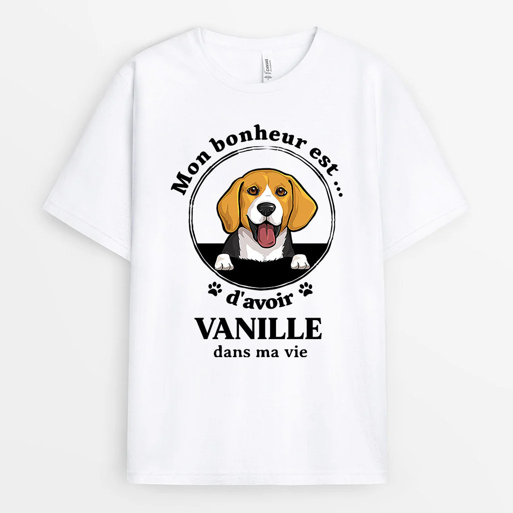 T-shirt Mon Bonheur Dans Ma Vie Personnalisé - Image 2