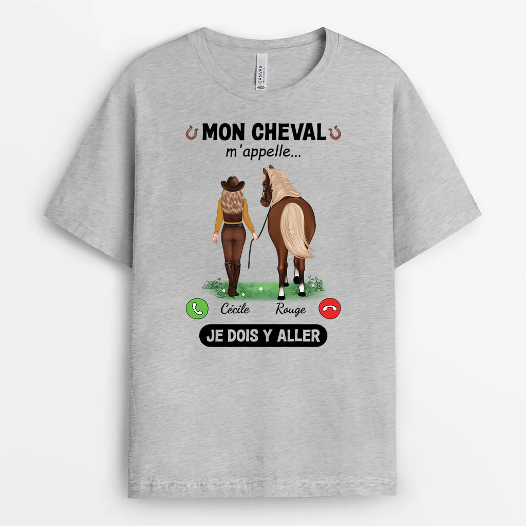 Cadeau Cheval Personnalisé - T Shirt Personnalisé Avec Animaux - Mon Cheval M'appelle - Image 2