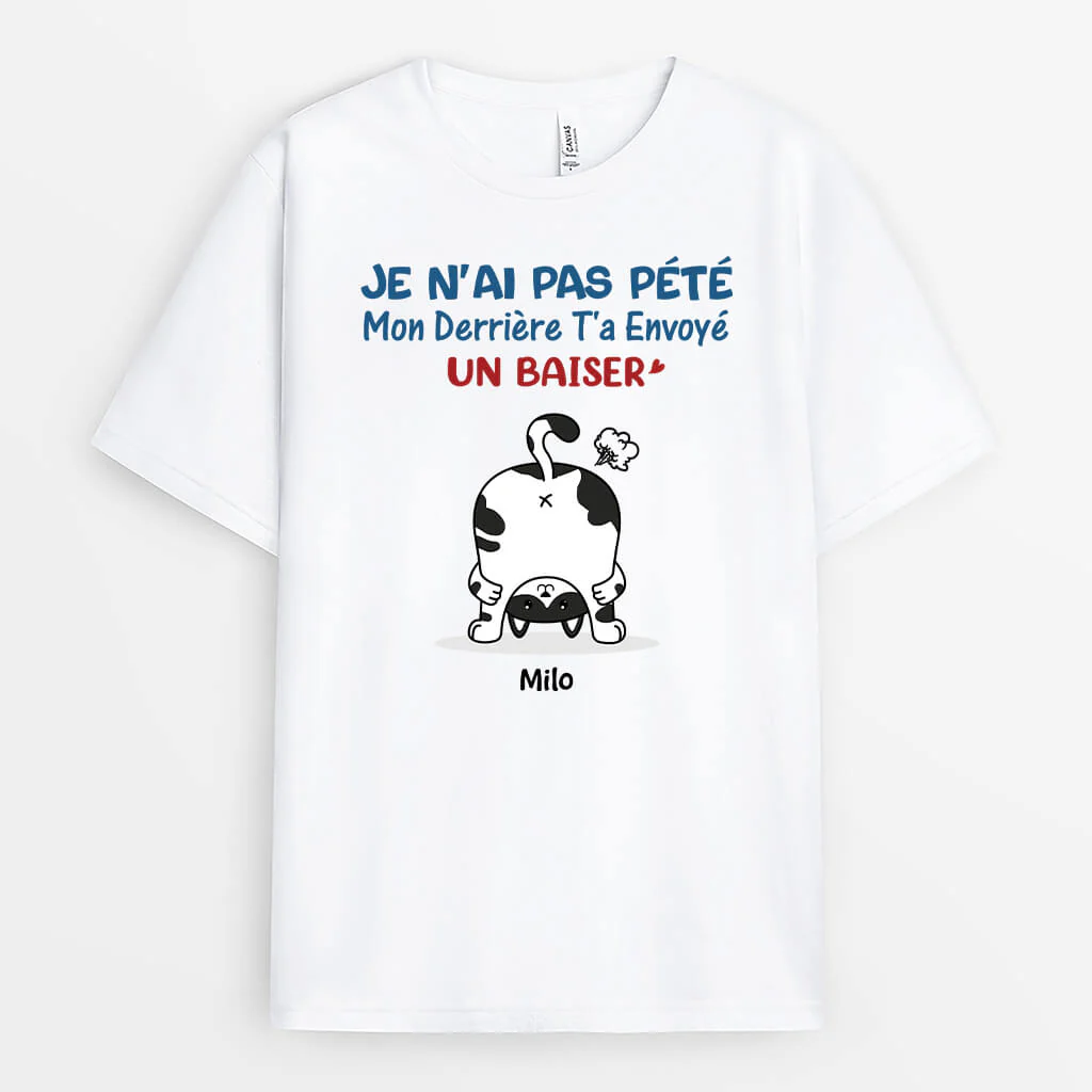 Tee Shirt Humour Personnalisé – Mon Derrière T'a Envoyé Un Baiser | Version Chat