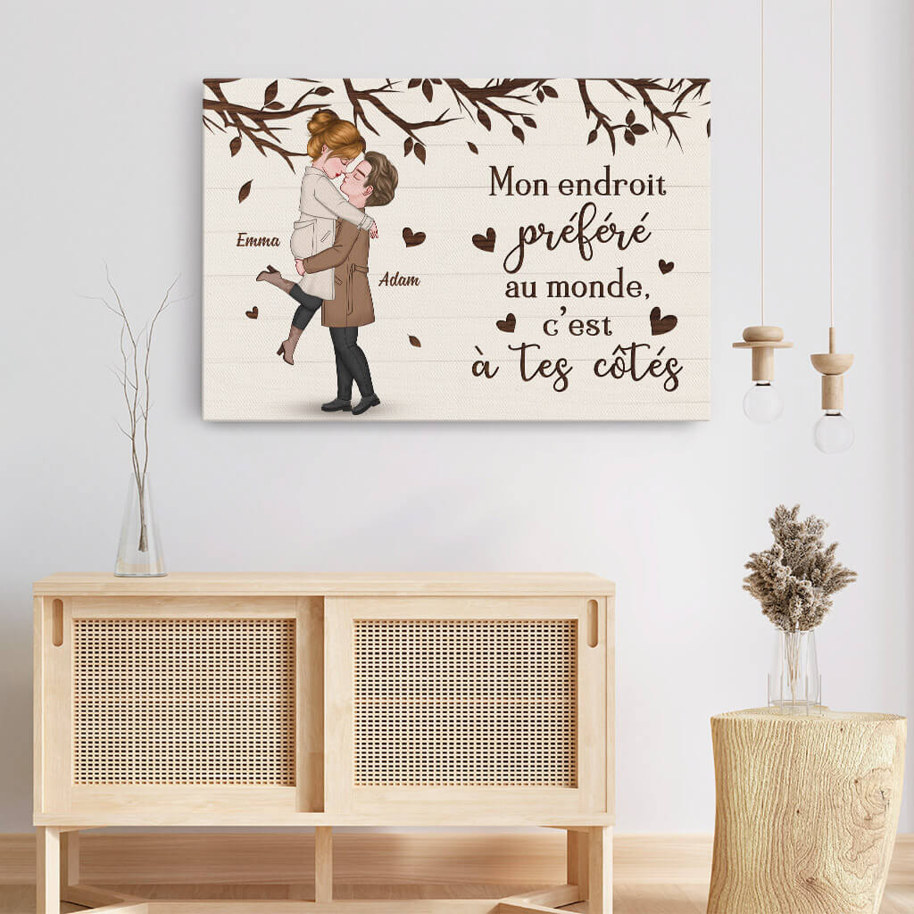 Mon Endroit Préféré Dans Ce Monde Version Romantique - Toile Personnalisée Couple - Image 3