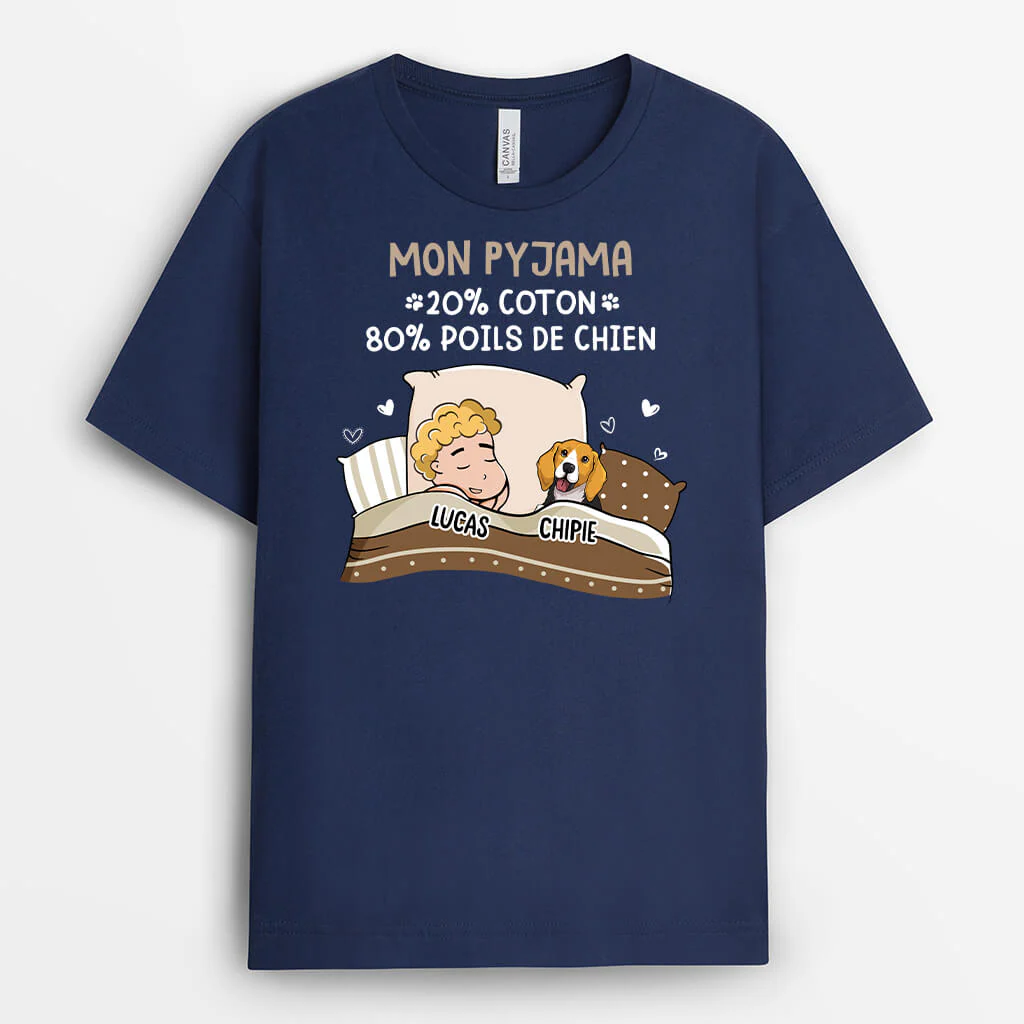 Tee Shirt Personnalisé Drôle – Mon Pyjama 20% Coton 80% Poils de Chien - Image 2