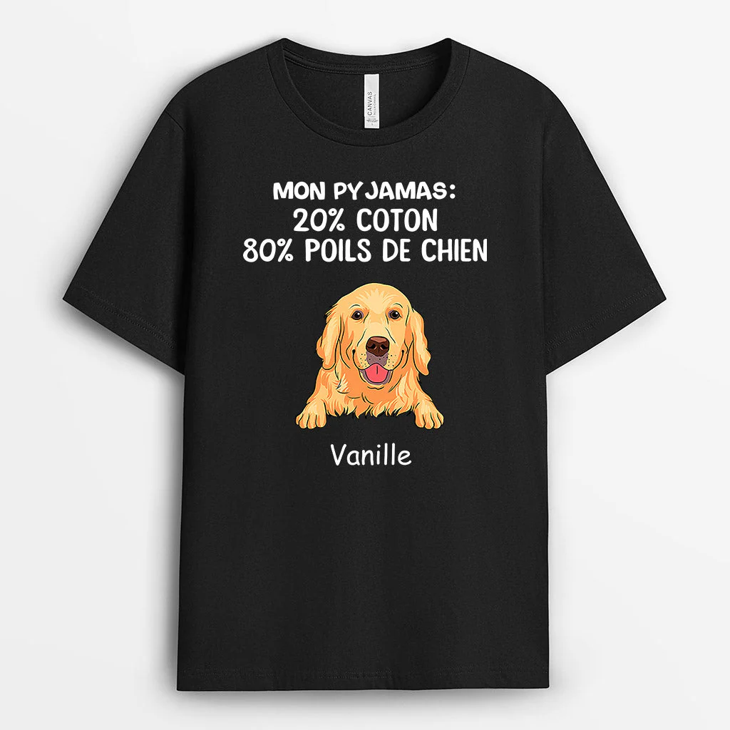 20 Coton 80 Poils De Chien Avec Dessin - T-shirt Personnalisé Chien - Image 2