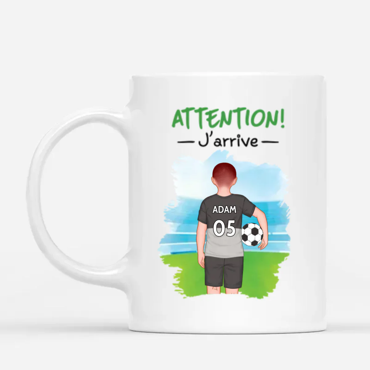 Mug Attention! J'Arrive Version Garçon Personnalisé