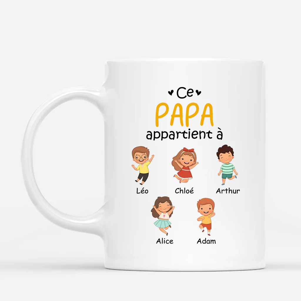 Mug personnalisé papy – Ce Papy Appartient À (Portrait)