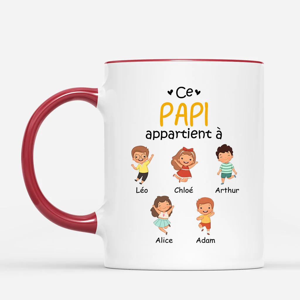 Mug personnalisé papy – Ce Papy Appartient À (Portrait) - Image 2