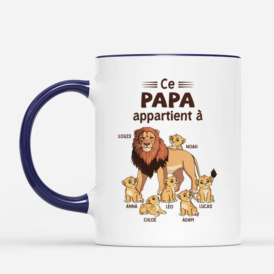 Tasse personnalisée papy – Ce Lion Papy Appartient À - Image 2