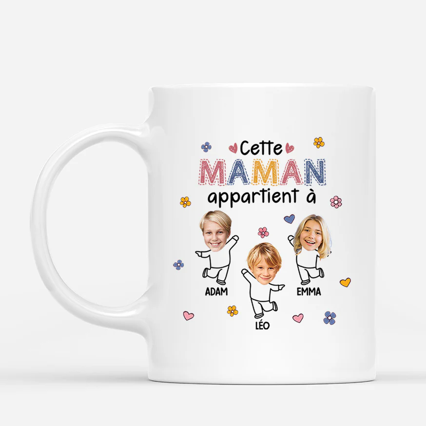 Tasse Cadeau Mamie – Personnalisée avec Visage et Prénoms