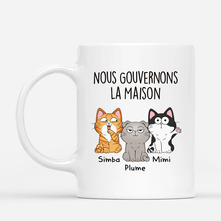 Tasse Chat Personnalisé Drôle - Nous Gouvernons la Maison