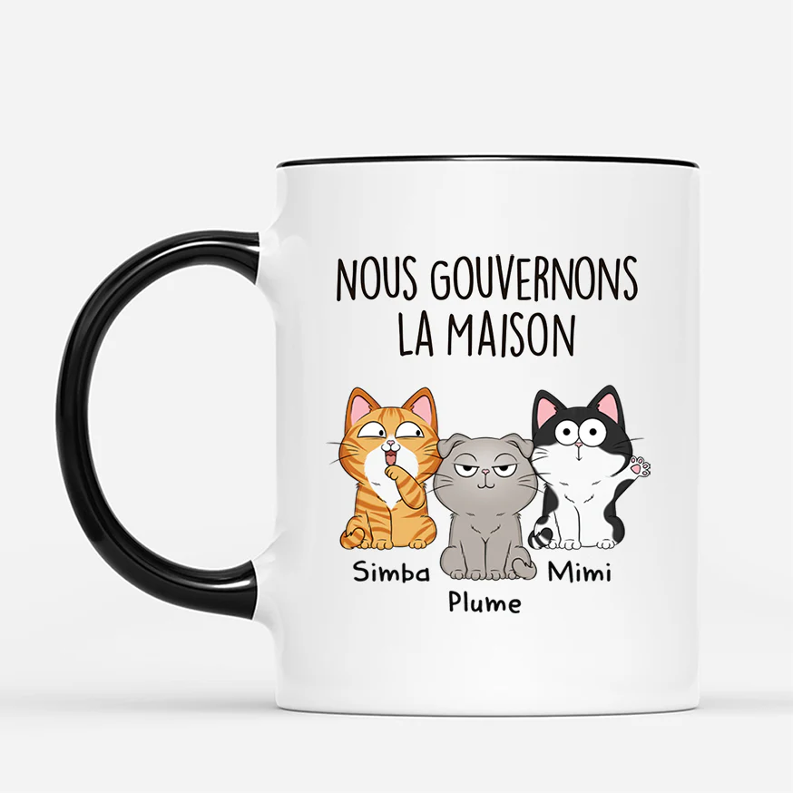 Tasse Chat Personnalisé Drôle - Nous Gouvernons la Maison - Image 2