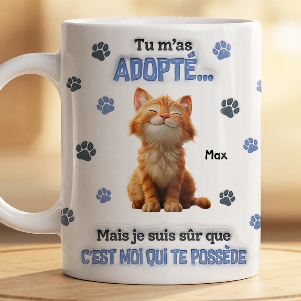 [Effet d'impression 3D] Mug Personnalisé Chat | Sûr Que C’est Moi Qui Te Possède - Image 2