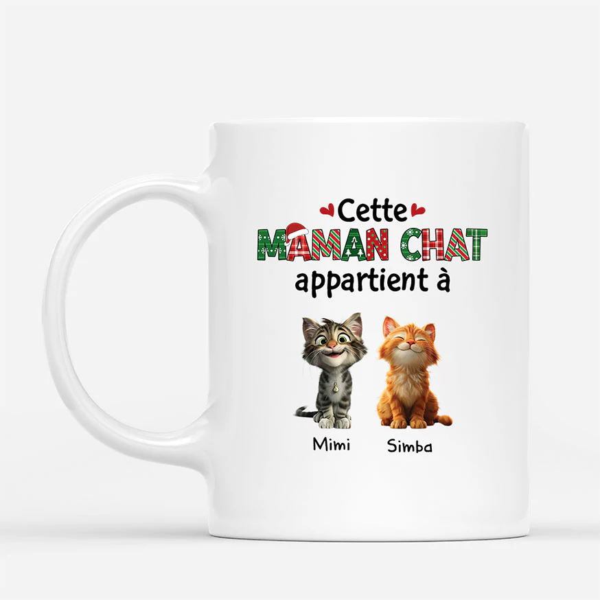 Mug De Noël Personnalisé - Ce Papa Chat Appartient À