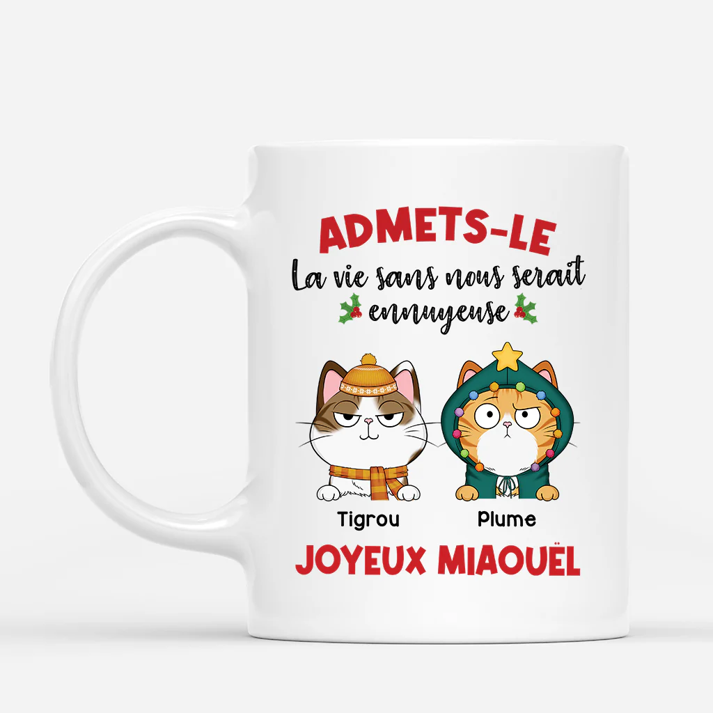 Mug De Noël Personnalisé Chat - La Vie Sans Moi