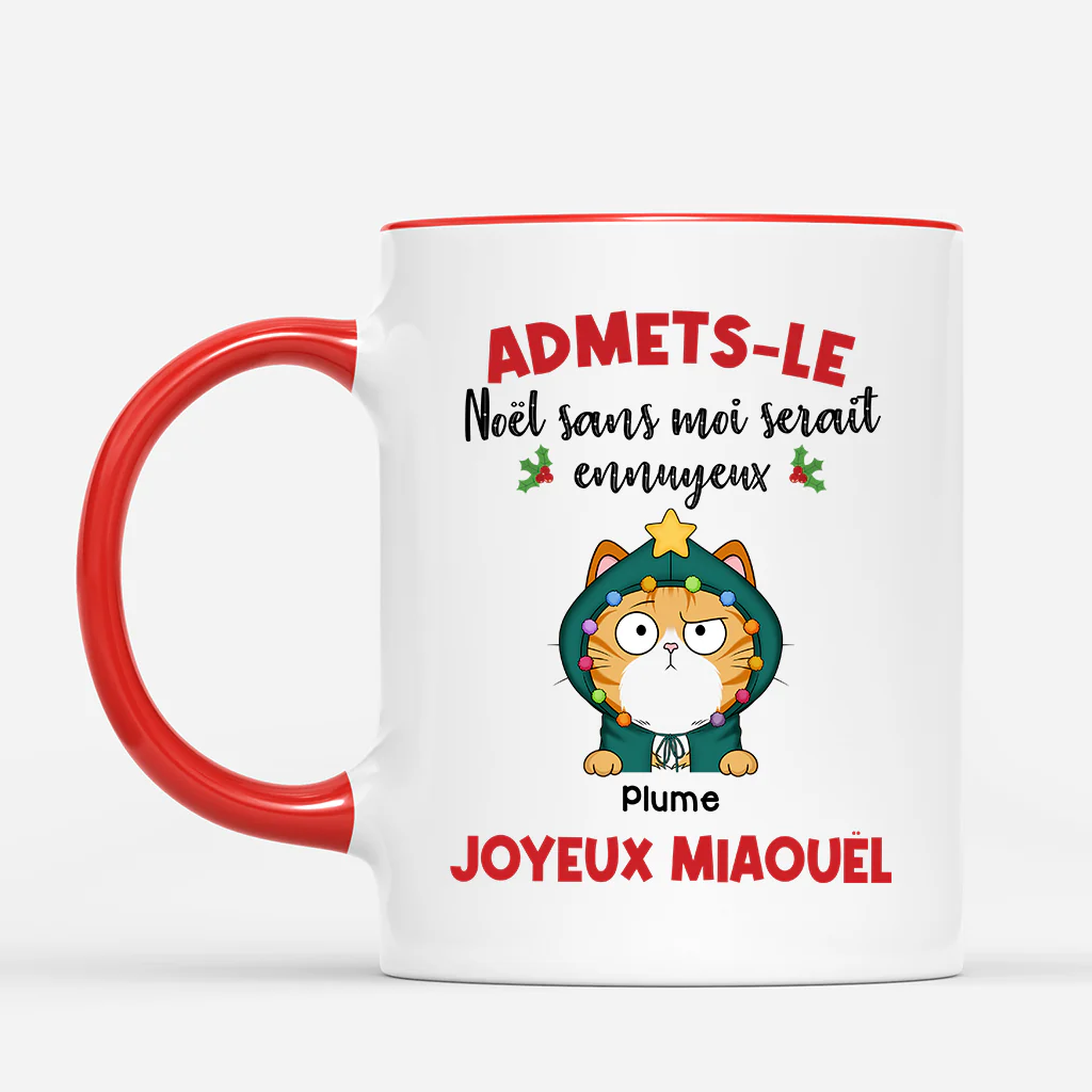 Mug De Noël Personnalisé Chat - La Vie Sans Moi - Image 2