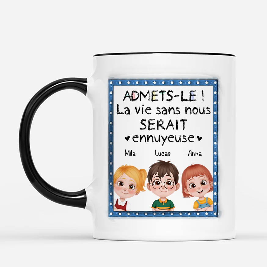 Tasse Personnalisée Famille | La Vie Serait Ennuyeuse Sans Nous - Design Cartoon - Image 2