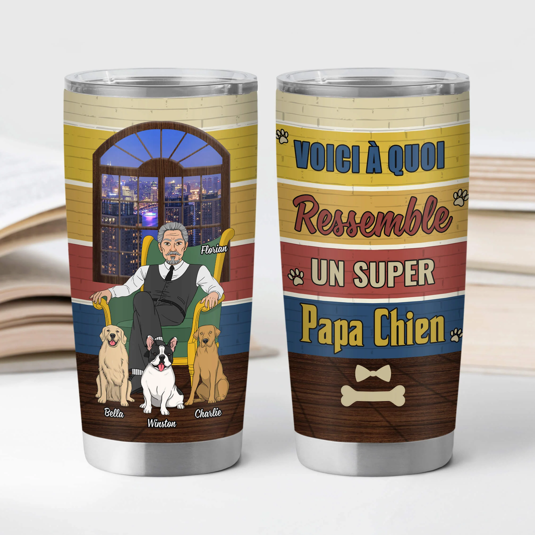 Cadeau Pour Propriétaire De Chien | Mug Isotherme Super Papa Chien Personnalisé - Image 2