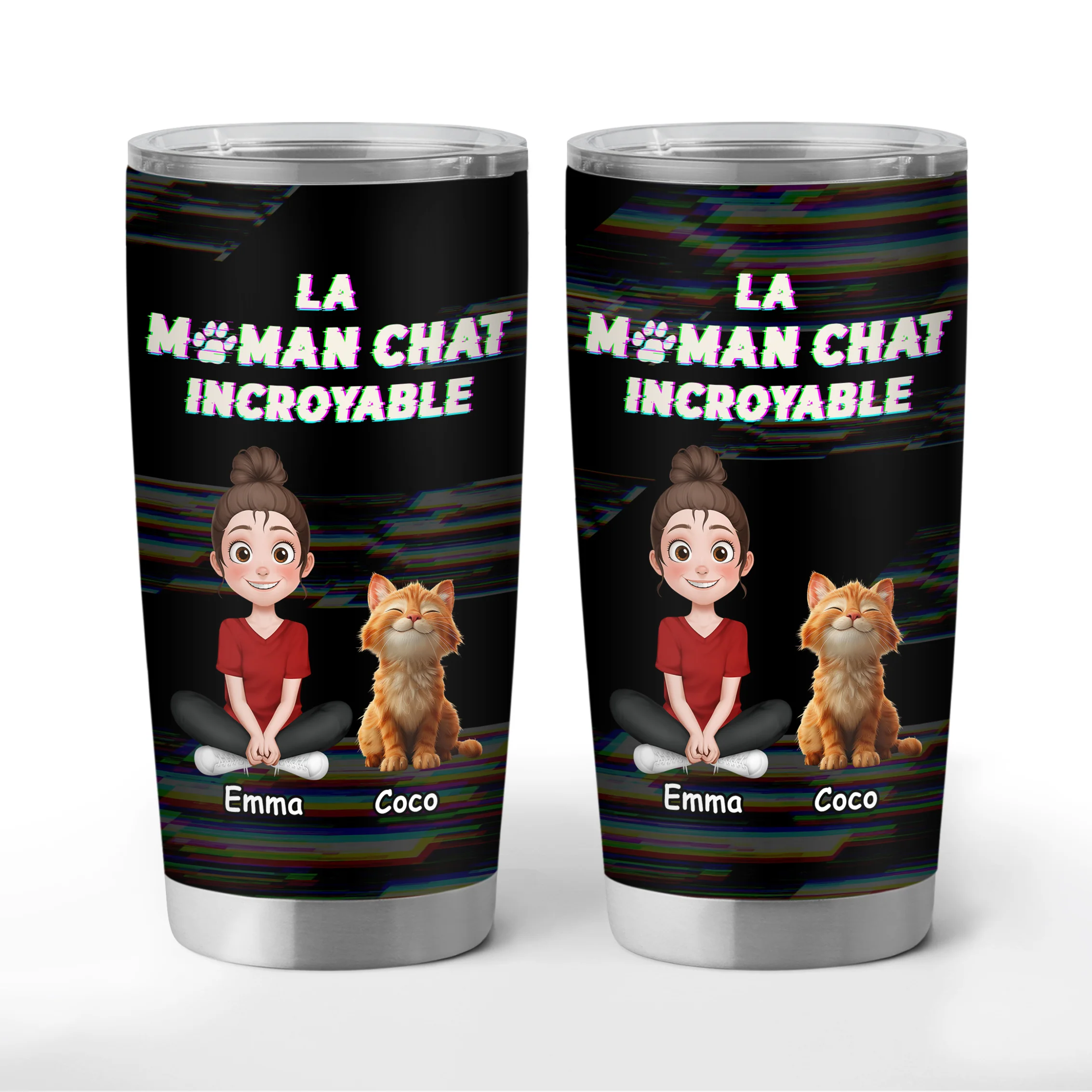 Mug Isotherme Personnalisé Prénom 590ml - Papa Chat Et Maman Chat