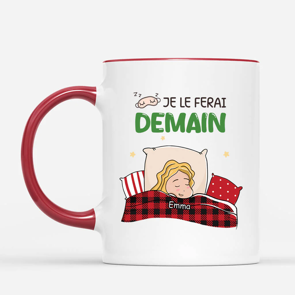Tasse personnalisée chien – Je le ferai demain | Cadeau humour - Image 2