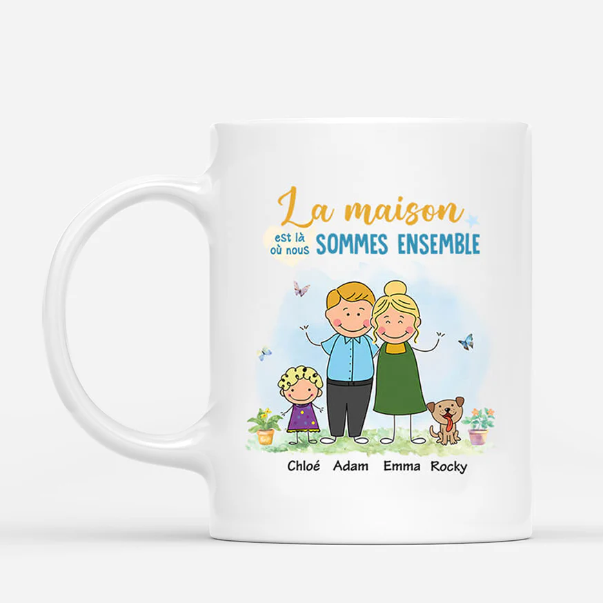Mug La Maison Est Là Où Nous Sommes Ensemble Personnalisé
