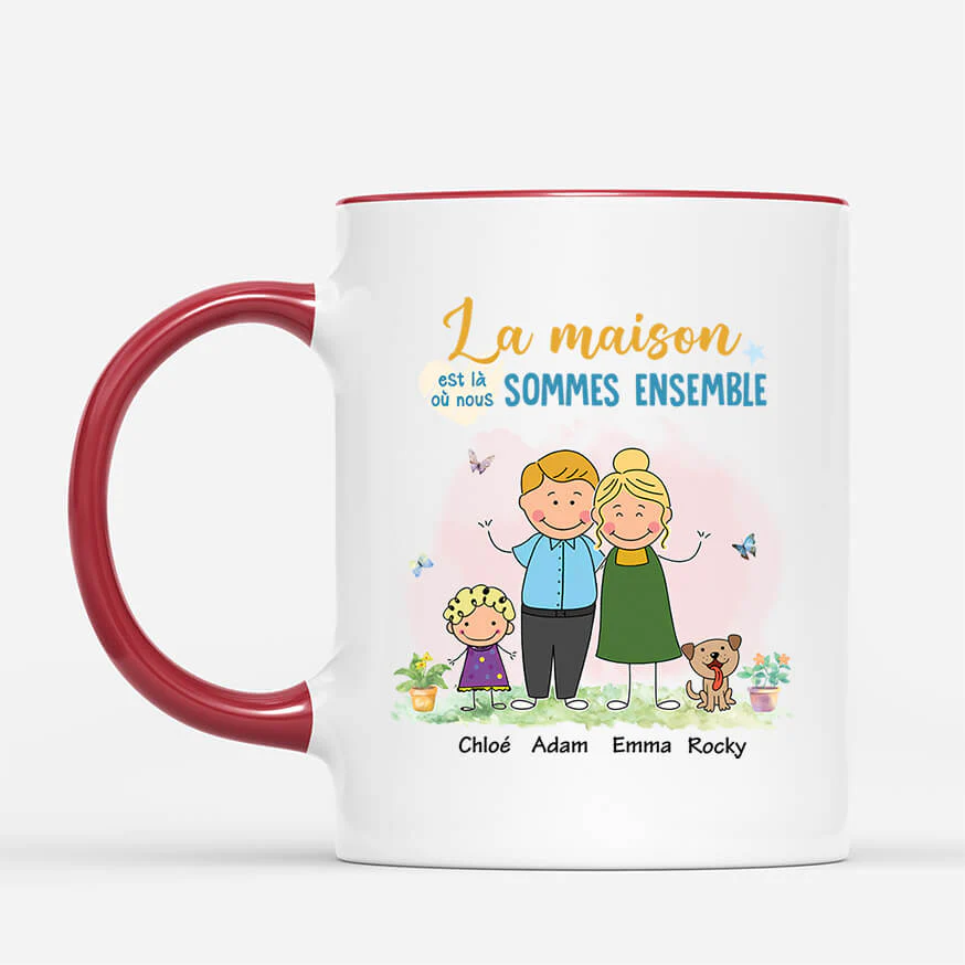 Mug La Maison Est Là Où Nous Sommes Ensemble Personnalisé - Image 2