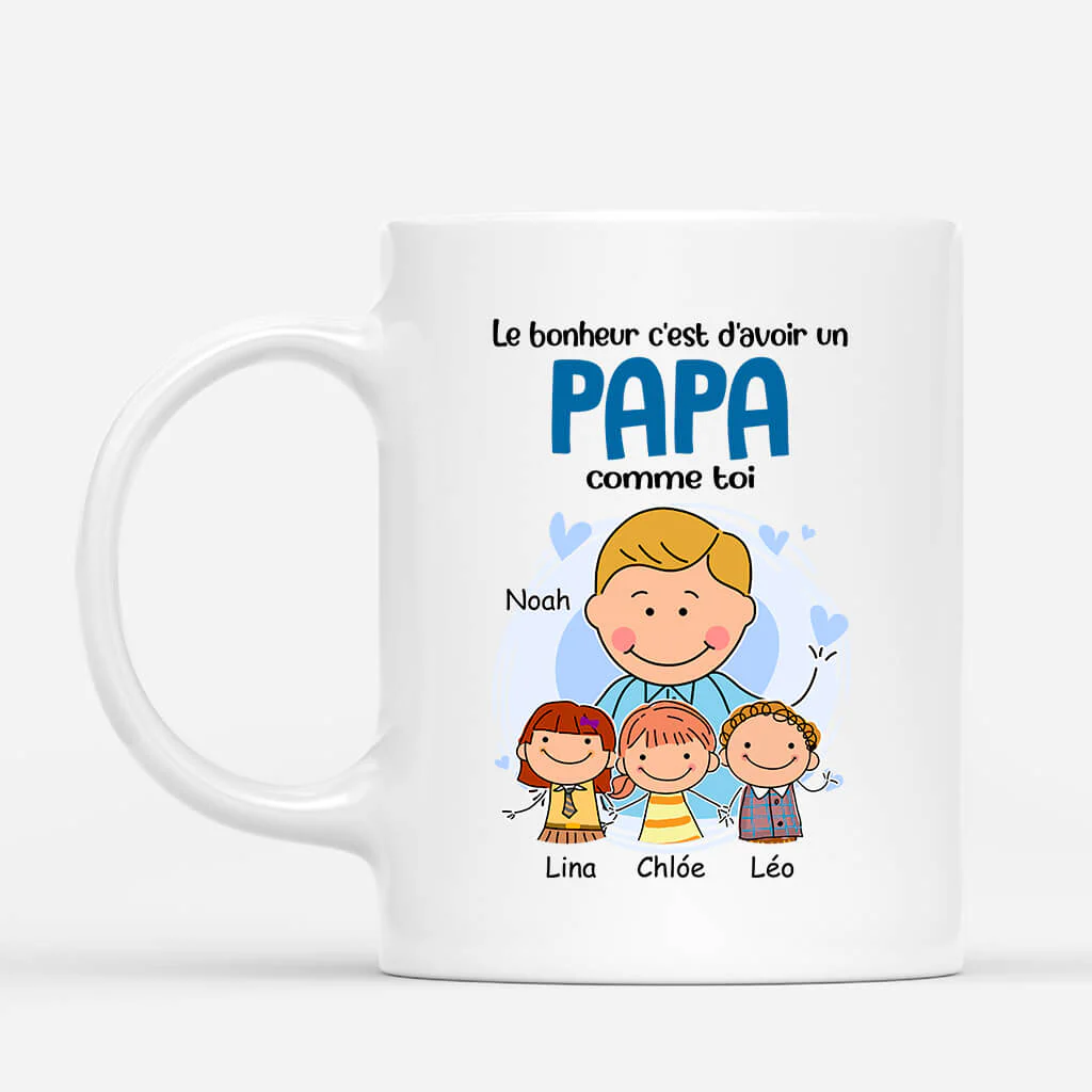 Mug Personnalisé Papa - Le Bonheur C'est D'avoir Un Papa Comme Toi