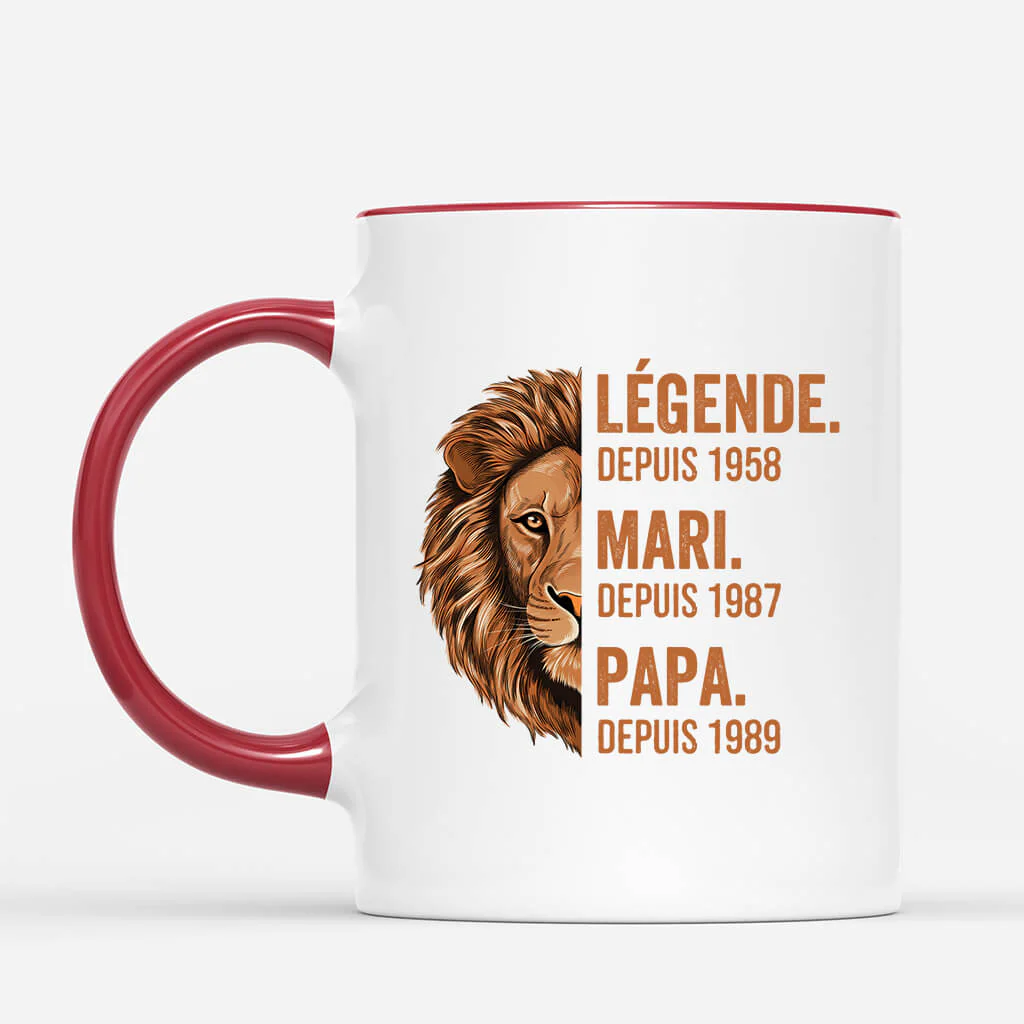 Mug Personnalisé Papa - Légende Papa Papy Lion - Image 2