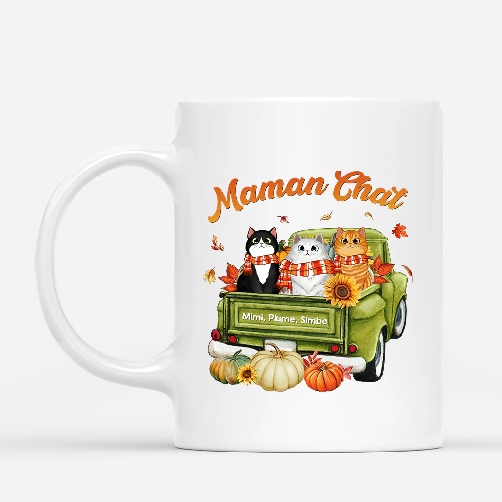 Mug Personnalisé Papa - Maman Chat Et Papa Chat Automne