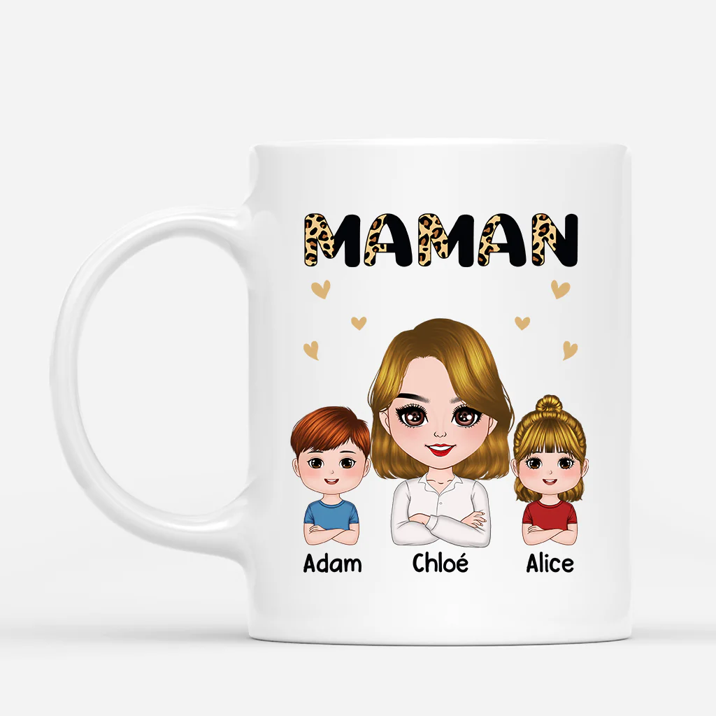 Mug Personnalisé Maman - Maman Chibi Léopard